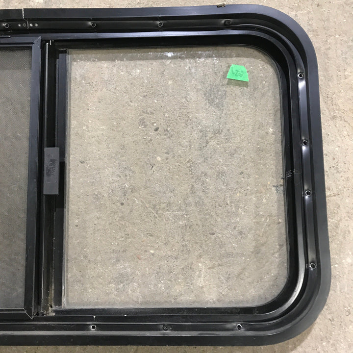 Used Black Radius Opening Window : 29.5" X 17.5" X 1.875" - Young Farts RV Parts