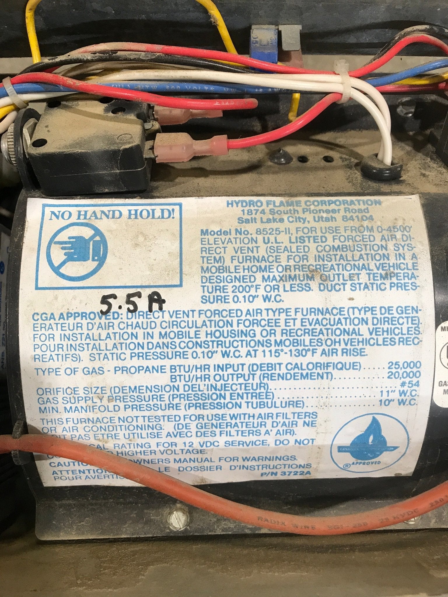 25000 BTU Used 8525 II Atwood / Hydro Flame RV Propane Furnace - Young Farts RV Parts