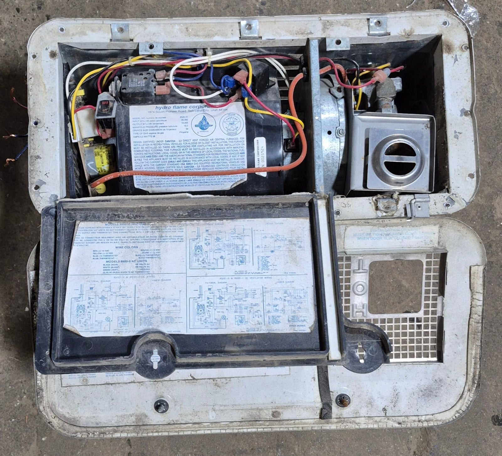 25000 BTU Used 8525 - III Atwood / Hydro Flame RV Propane Furnace - Young Farts RV Parts