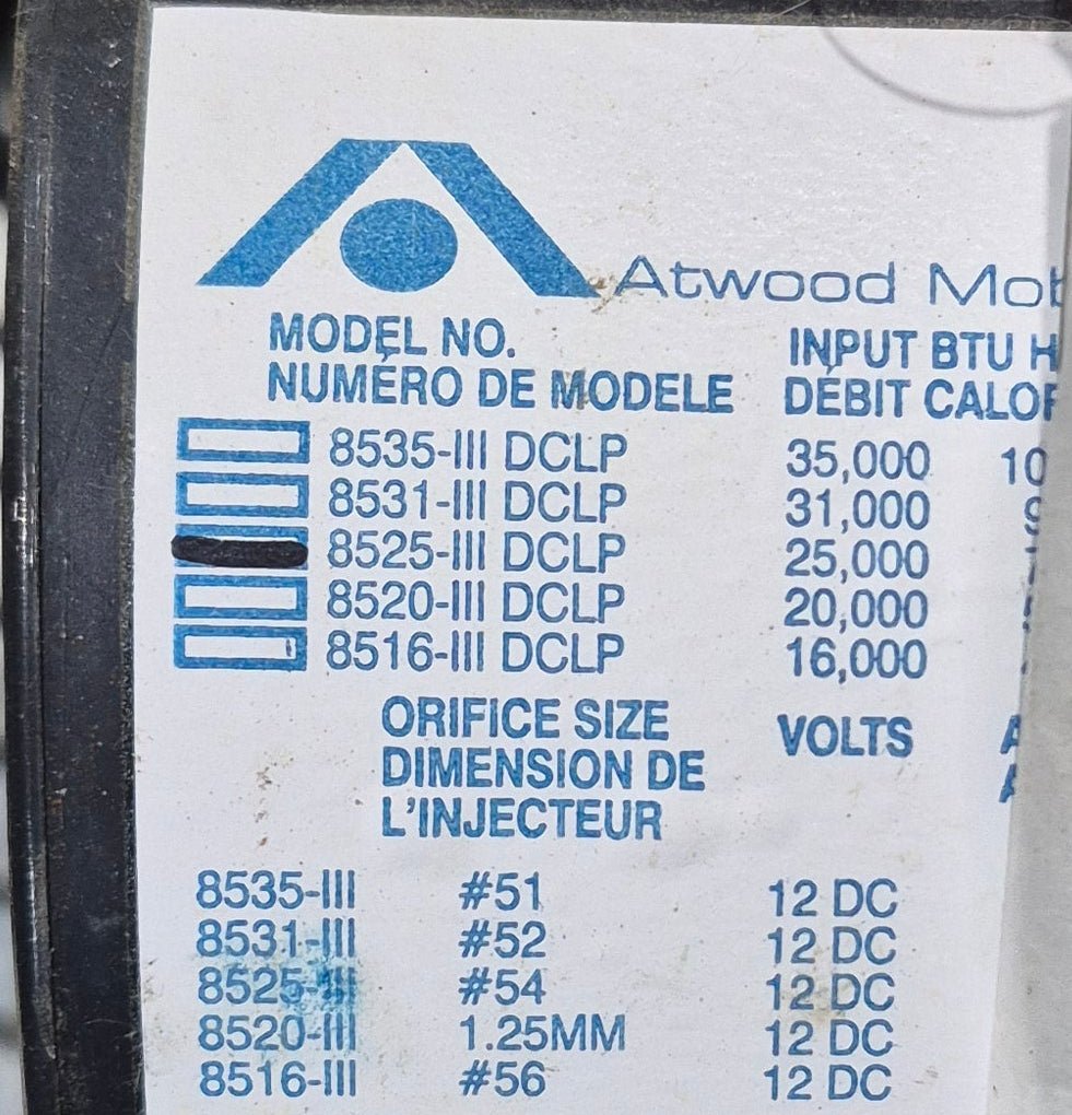 25,000 BTU Used Atwood / Hydro Flame RV Propane Furnace - 8525 III DCLP - Young Farts RV Parts