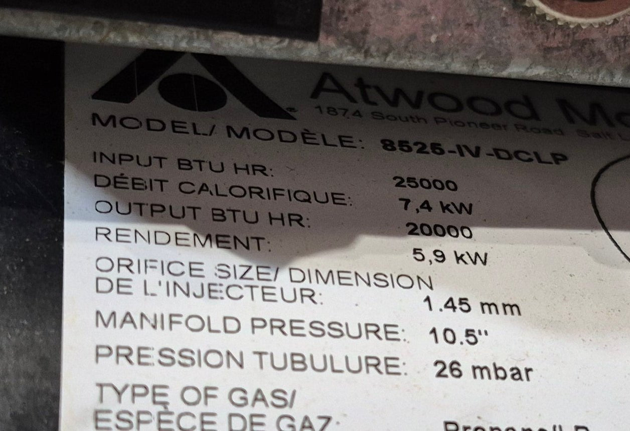 25,000 BTU Used Atwood / Hydro Flame RV Propane Furnace - 8525 - IV - DCLP - Young Farts RV Parts
