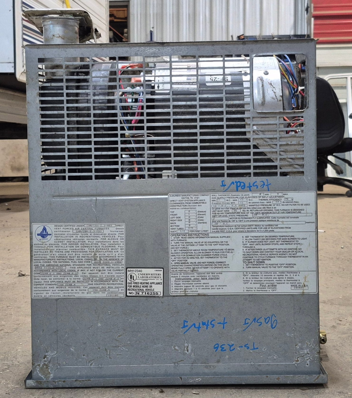 25,000 BTU USED SF - 25F Suburban RV Propane Furnace - Young Farts RV Parts