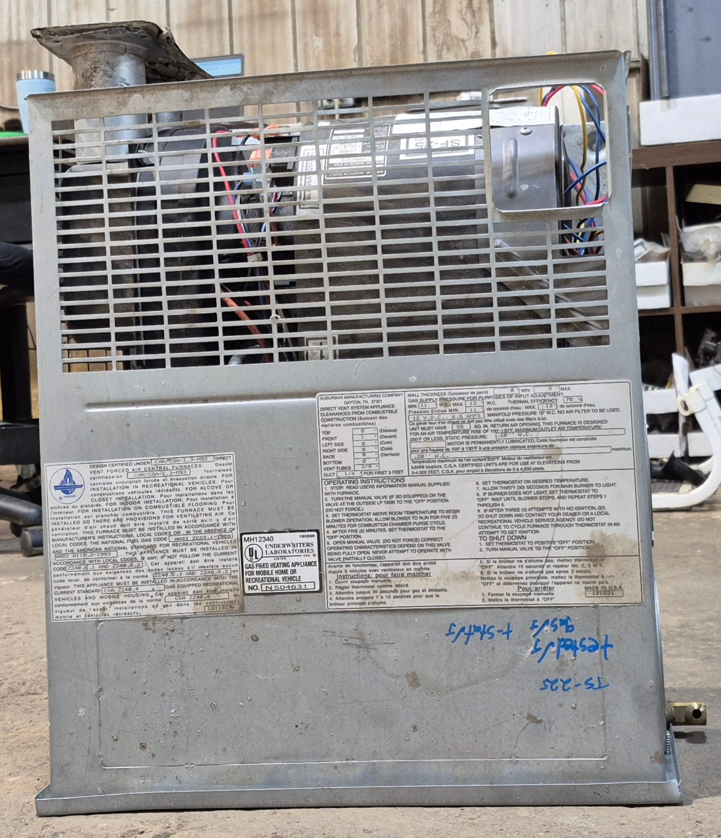 25,000 BTU USED SF - 25F Suburban RV Propane Furnace - Young Farts RV Parts