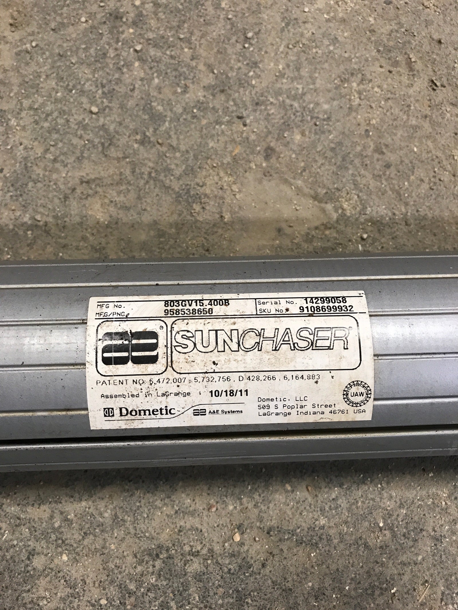 Used Dometic Awning Roller Tube 14 1/2'