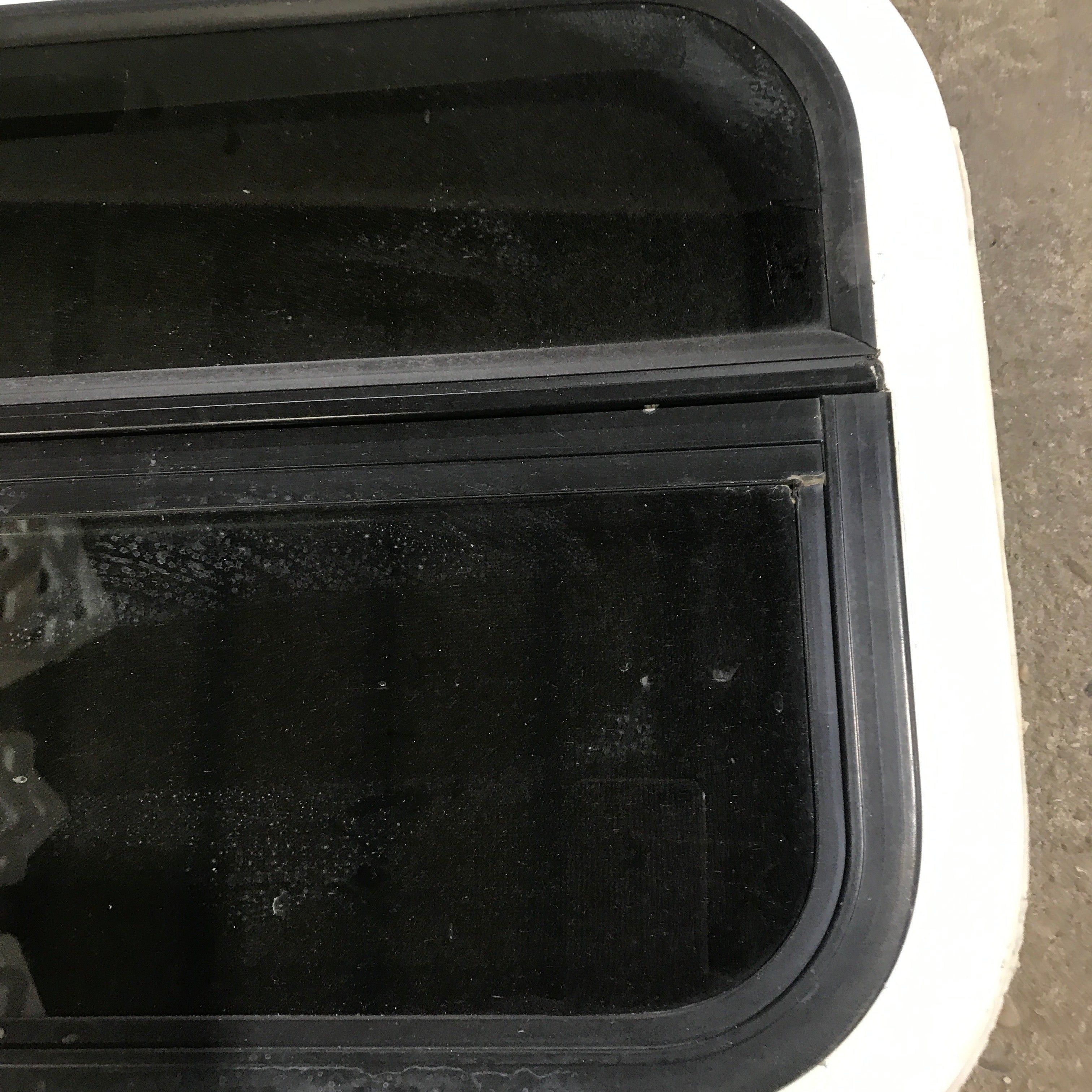 Used White Radius Opening Window : 23.5" X 14.5" X 1.875" - Young Farts RV Parts