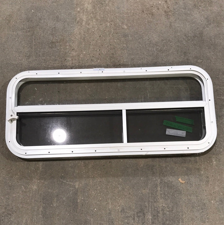 USED White Radius Opening Window : 35 1/2" W X 14 1/2" H X 1 3/4" D - Young Farts RV Parts