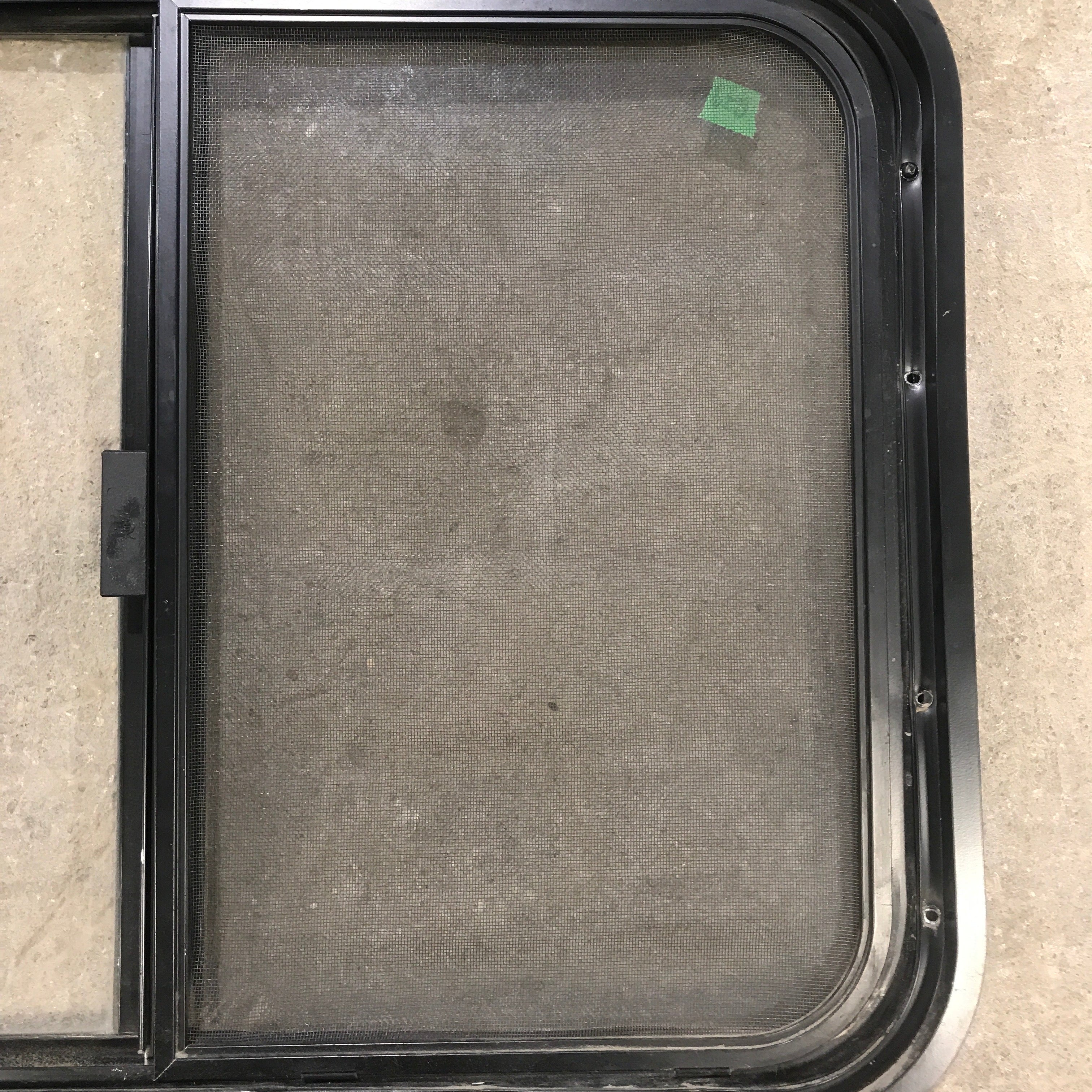 Used Black Radius Opening Window : 29.5" X 21.5" X 1.875" - Young Farts RV Parts