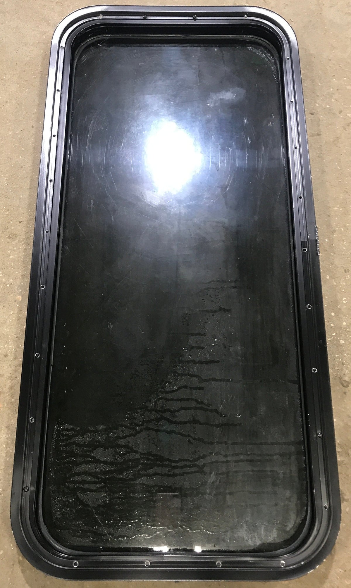 Used Black Radius Non Opening Window : 17 1/2