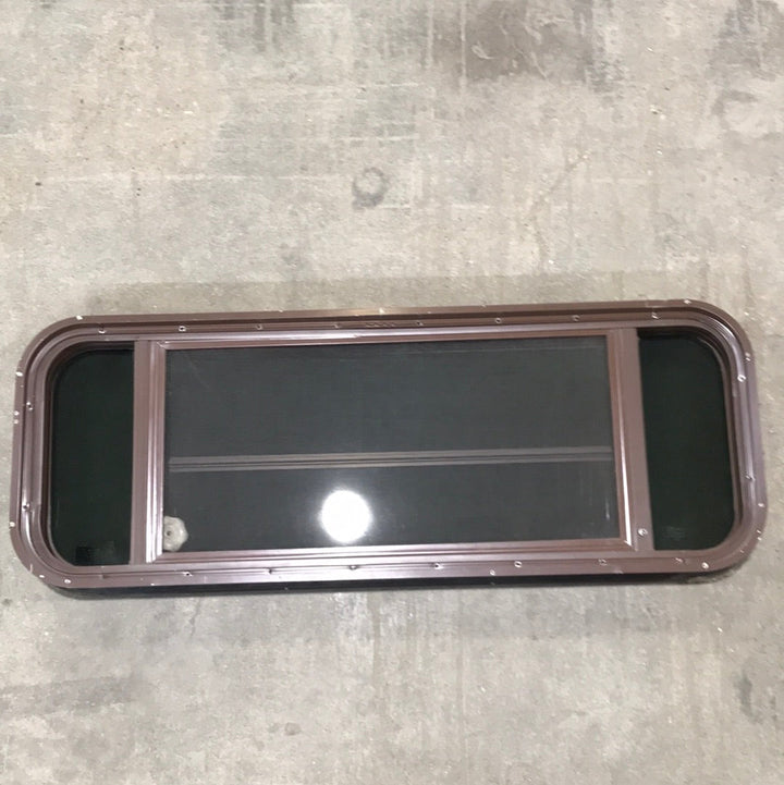 Used Brown Radius Dual Pane-Storm Window : 41 1/4" W x 14 3/4" H x 1 1/2" D - Young Farts RV Parts