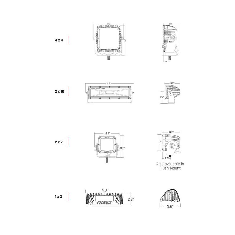 2x2 115 - deg - DC Scene Light - Black - Young Farts RV Parts