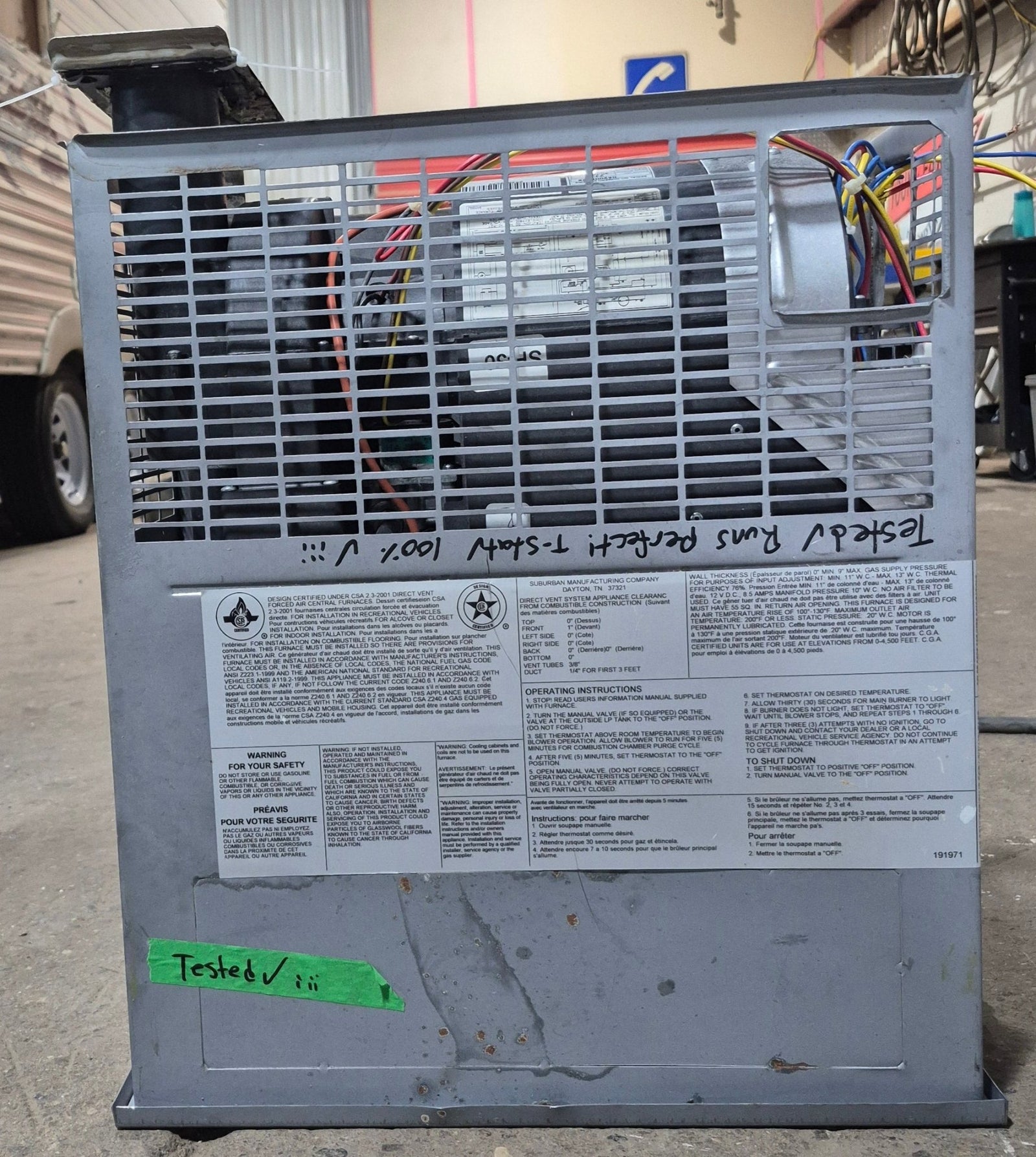 30,000 BTU USED SF-30F Suburban RV Propane Furnace - Young Farts RV Parts