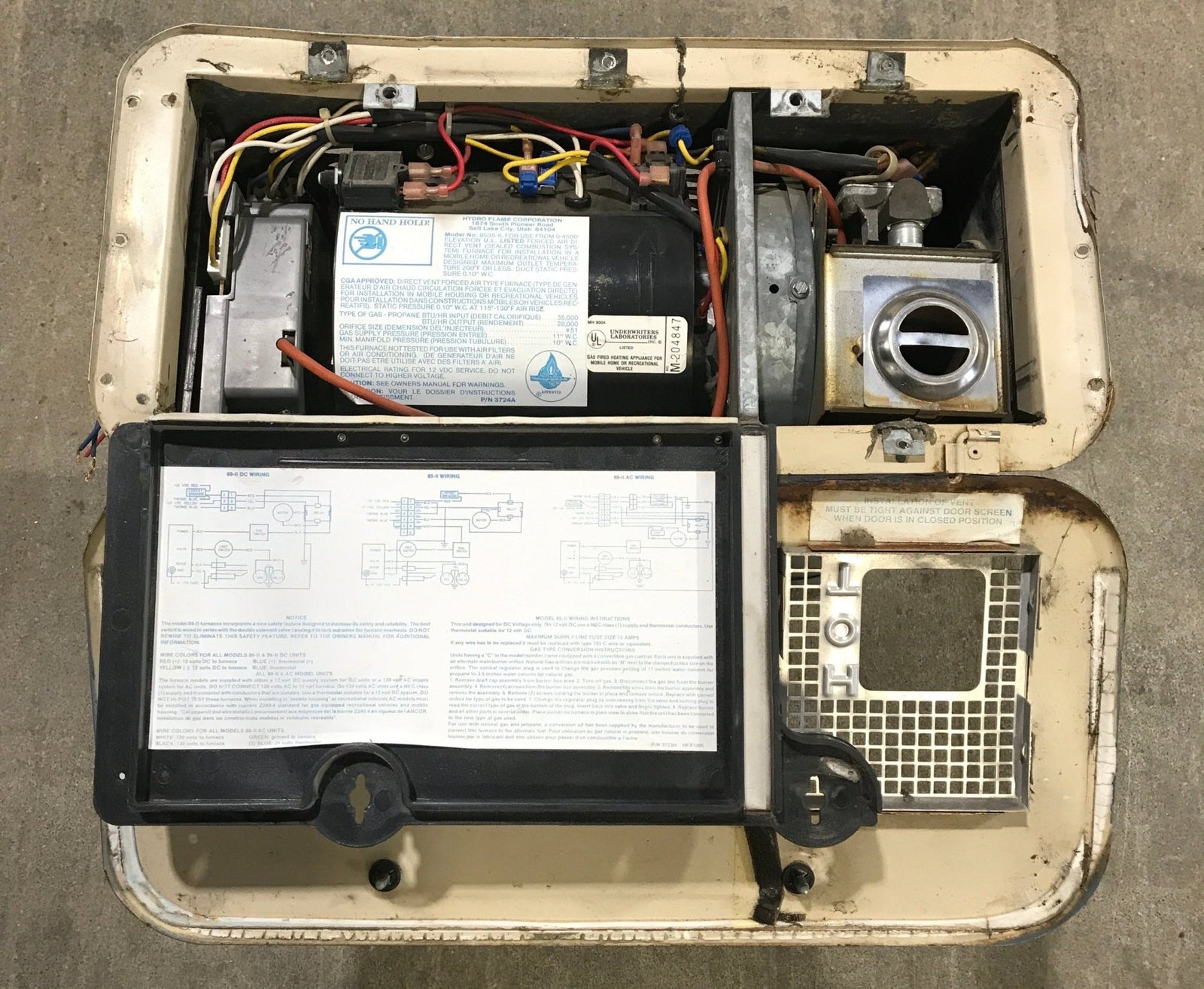 35000 BTU USED 8535 II HYDROFLAME RV Propane Furnace - Young Farts RV Parts