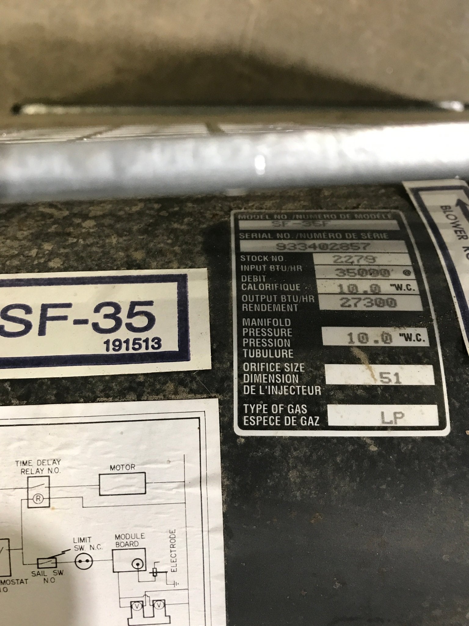35,000 BTU USED SF - 35 Suburban RV Propane Furnace - Young Farts RV Parts