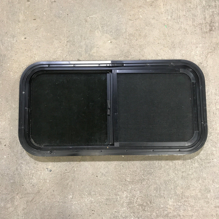 Used Black Radius Opening Window : 29.5" X 14.5" X 1.5" - Young Farts RV Parts