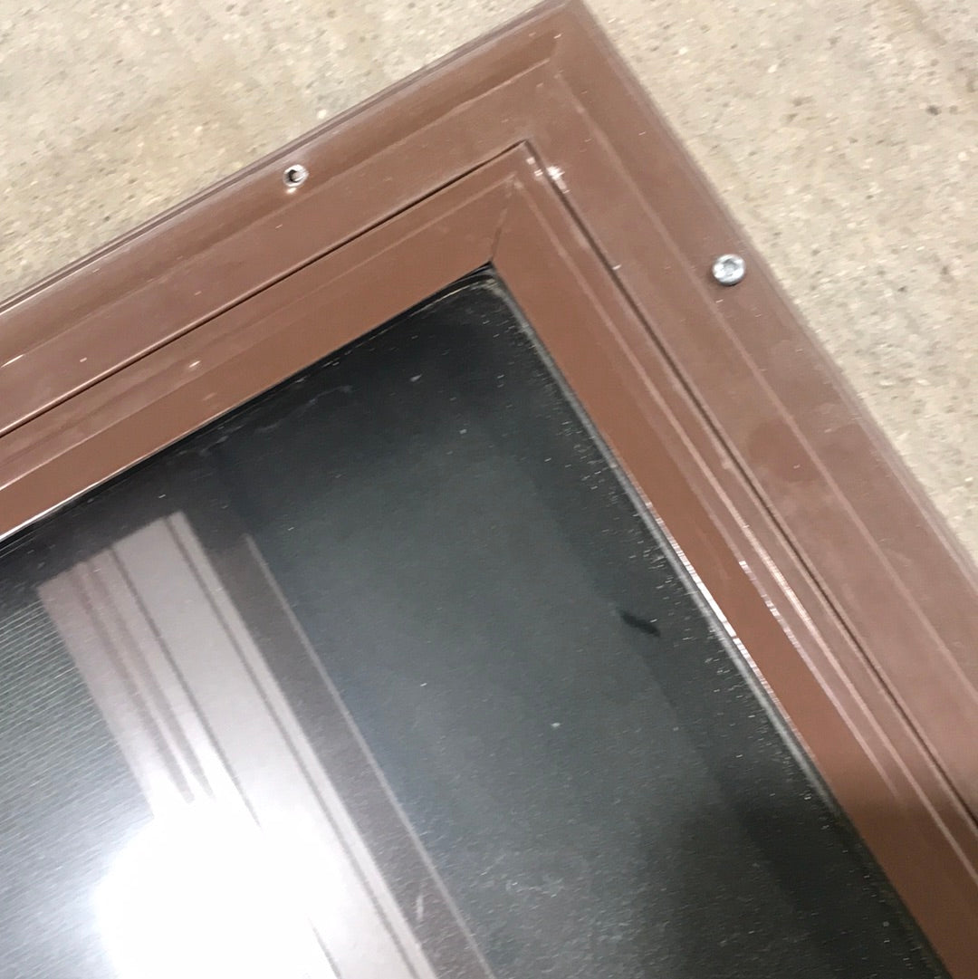 Used Brown Radius Dual Pane-Storm Window : 41 1/4" W x 14 3/4" H x 1 1/2" D - Young Farts RV Parts
