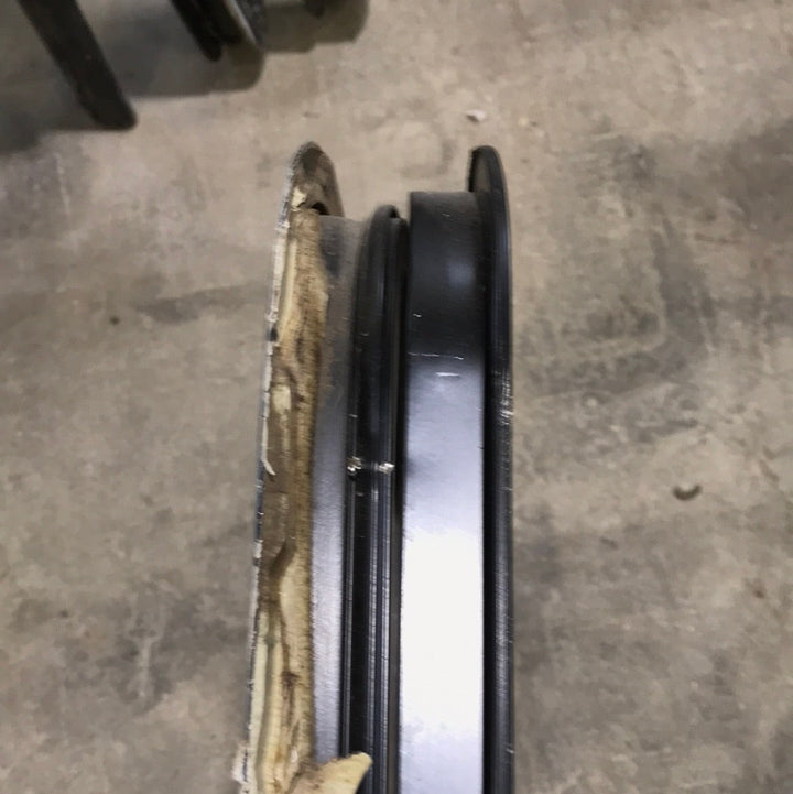 Used Black Radius Opening Window : 35 1/2" W X 17 1/2" H X 2" D - Young Farts RV Parts
