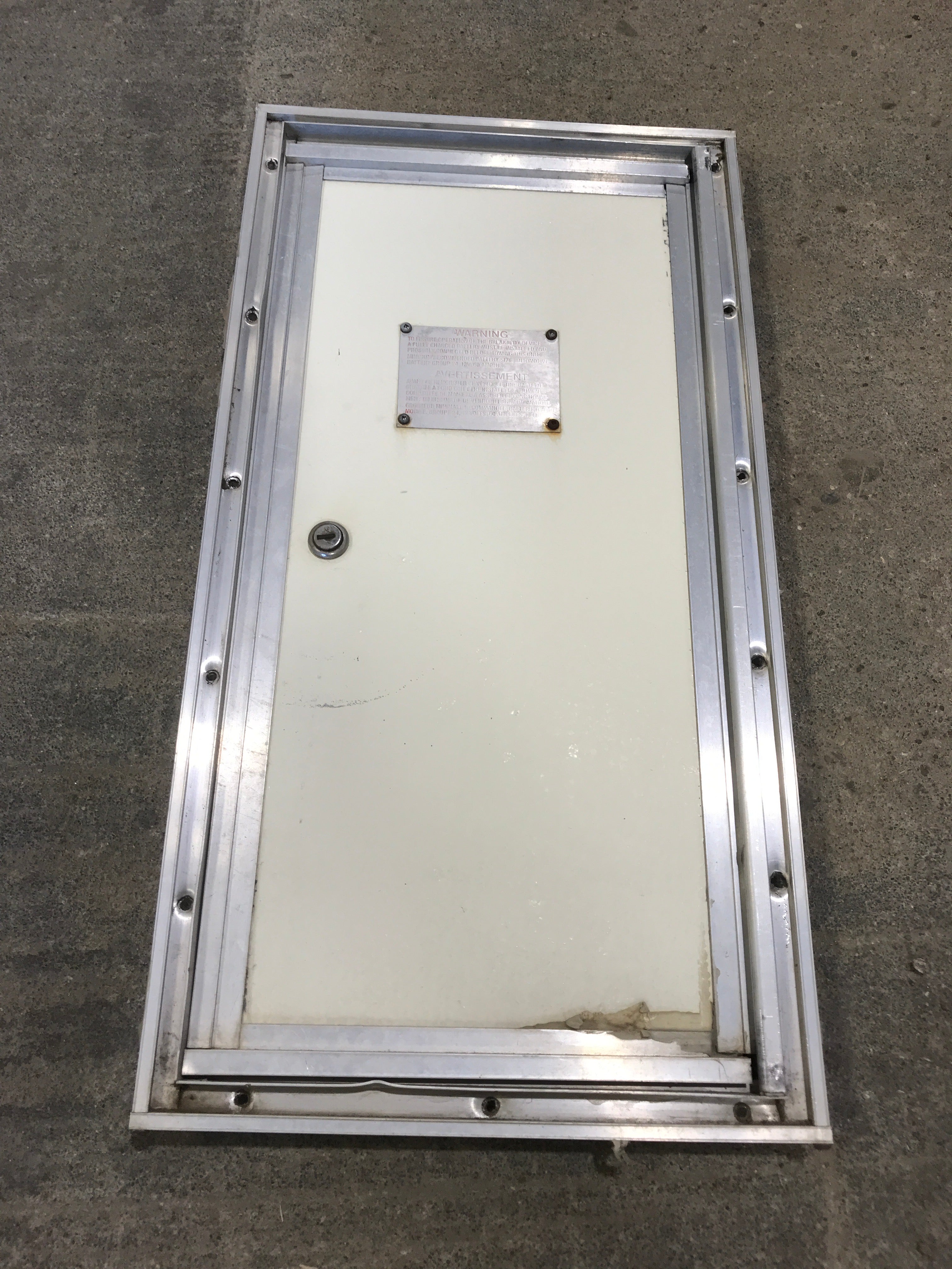 Used Square Cornered Battery/Propane Cargo Door 21 1/2" x 10 1/2" x 1" D