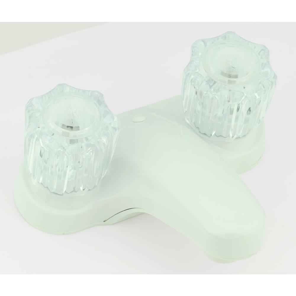 4" Lavatory Faucet w/Crystal Handles White - Young Farts RV Parts