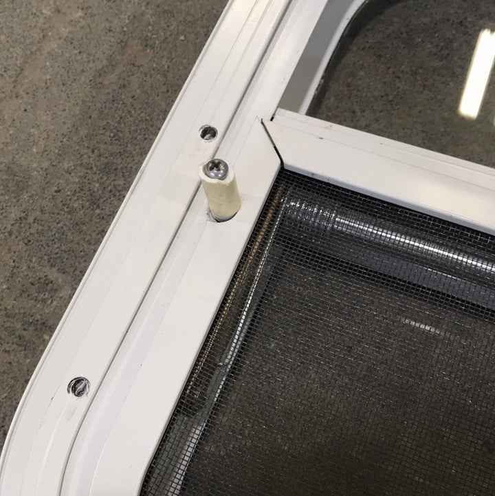 USED White Radius Opening Window : 35 1/2" W X 14 1/2" H X 1 3/4" D - Young Farts RV Parts