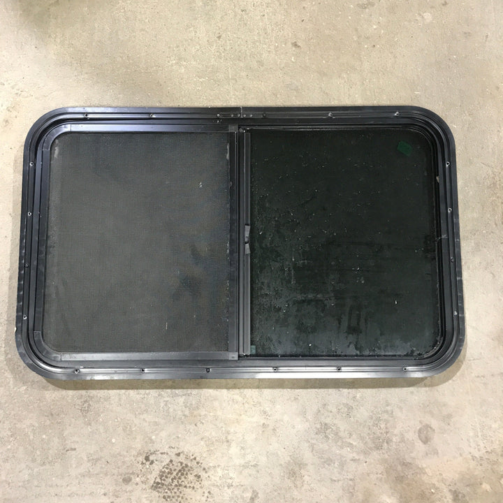 Used Black Radius Opening Window : 35.5" X 21.5" X 1.5" - Young Farts RV Parts