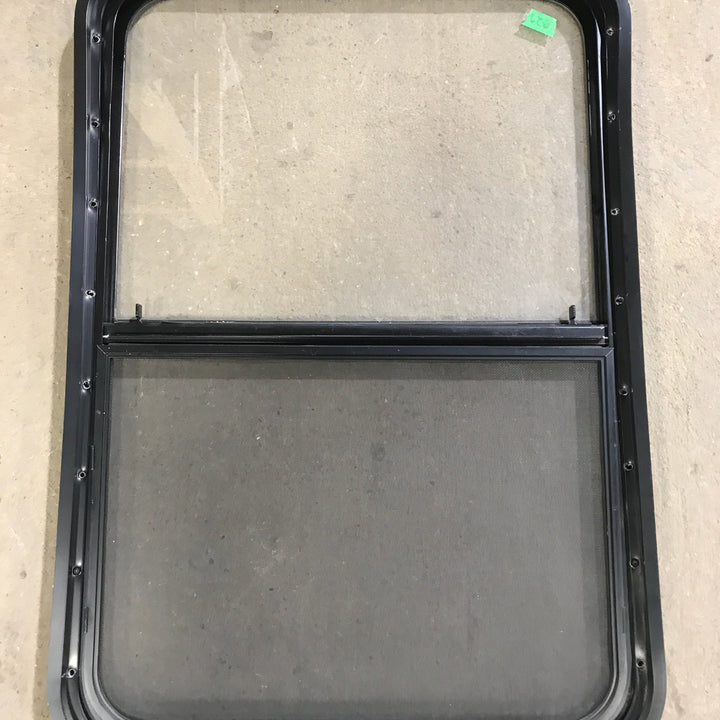 Used Black Radius Opening Window : 23" X 34.5" X 1.875" - Young Farts RV Parts