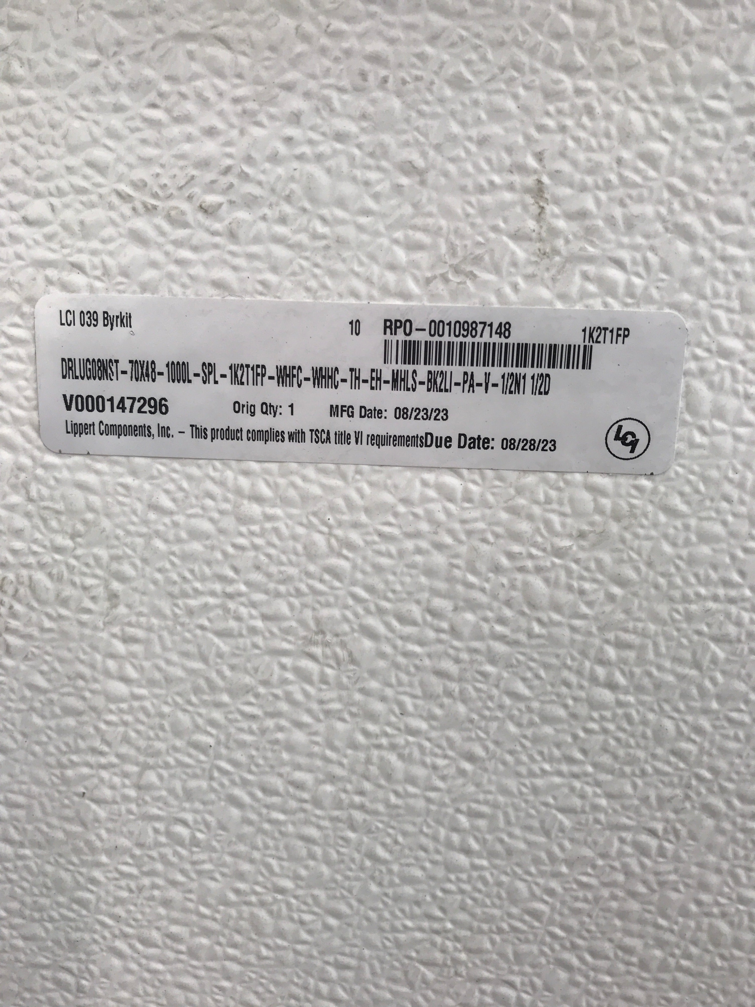 Used Radius Cornered Cargo Door 69 1/4" x 48" x 2" D