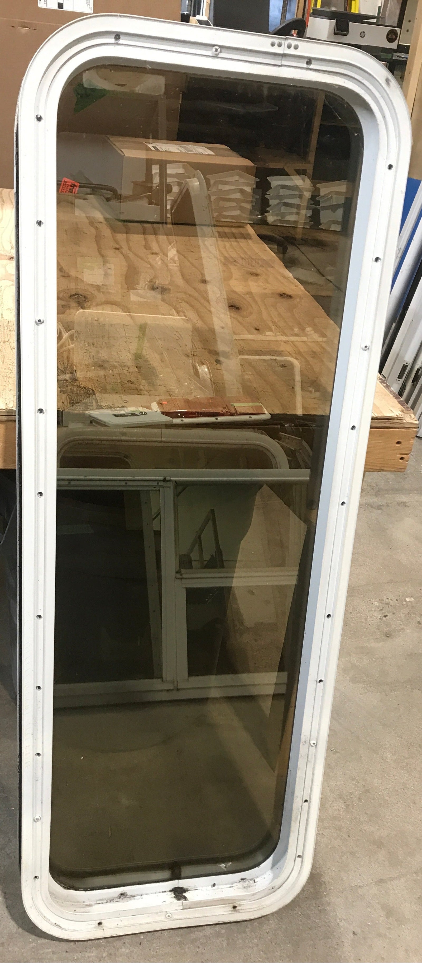 Used White Radius Non Opening Window : 45 1/2