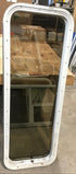 Used White Radius Non Opening Window : 45 1/2" W x 15 1/2" H x 2" D - Young Farts RV Parts