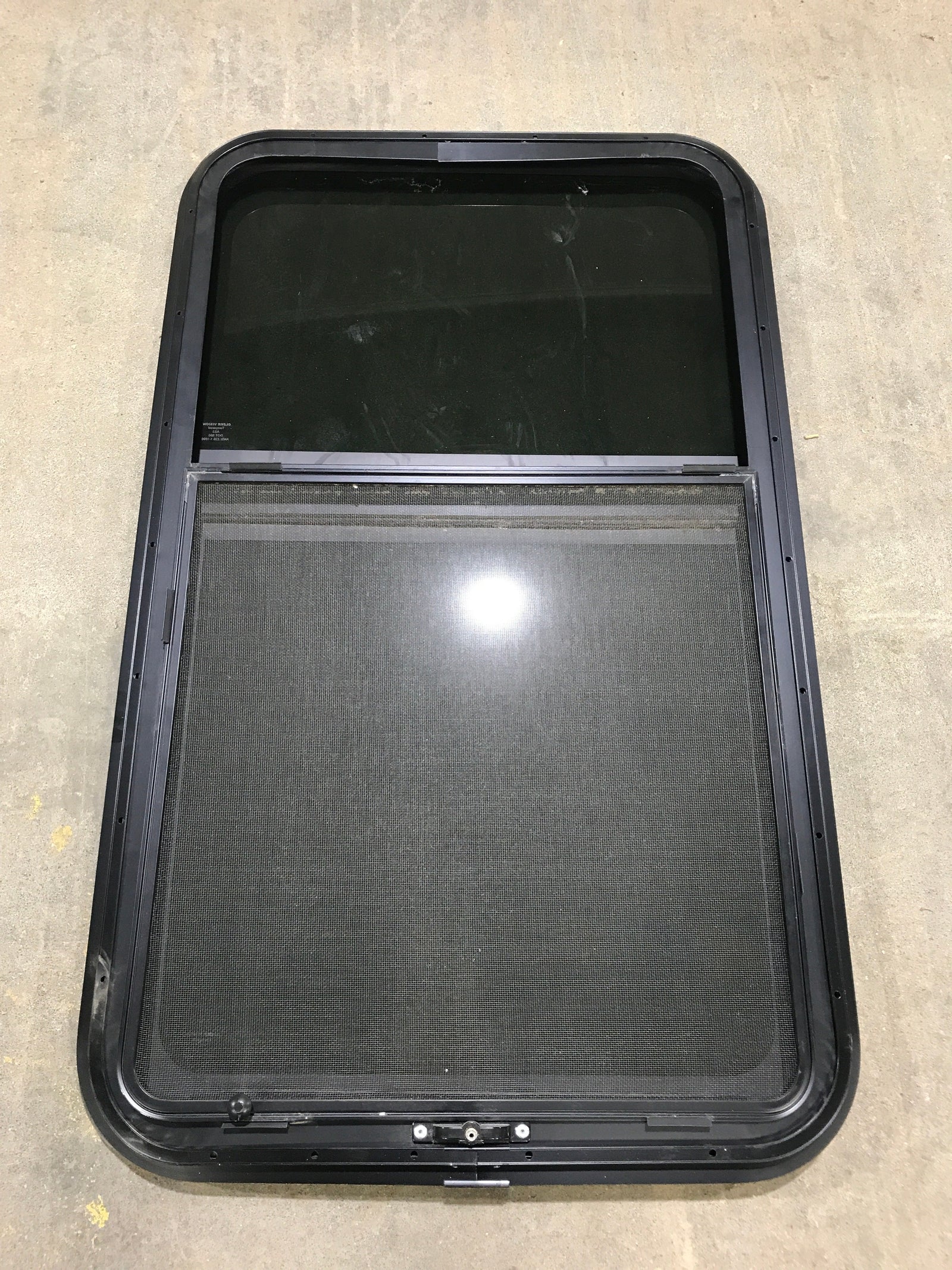Used Black Radius Frameless Opening Window : 39 1/4 X 23 1/2 X 1 1/2