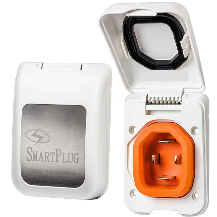 50 Amp Non Metallic White Inlet - Boat & RV Side - Young Farts RV Parts