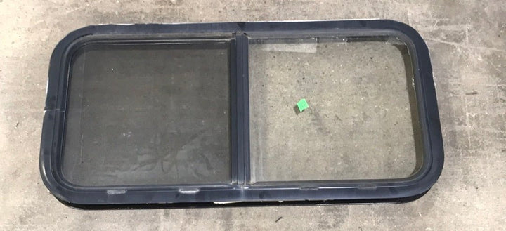 Used Black Radius Opening Window : 35 1/2" W X 17 1/2" H X 2" D - Young Farts RV Parts