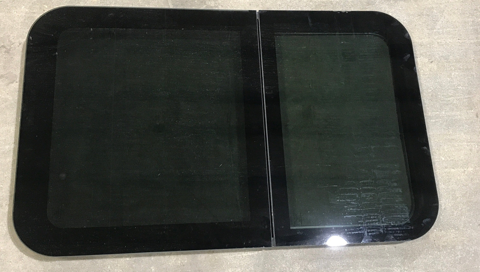 Used Black Radius Frameless Opening Window : 39 1/4 X 23 1/2 X 1 1/2