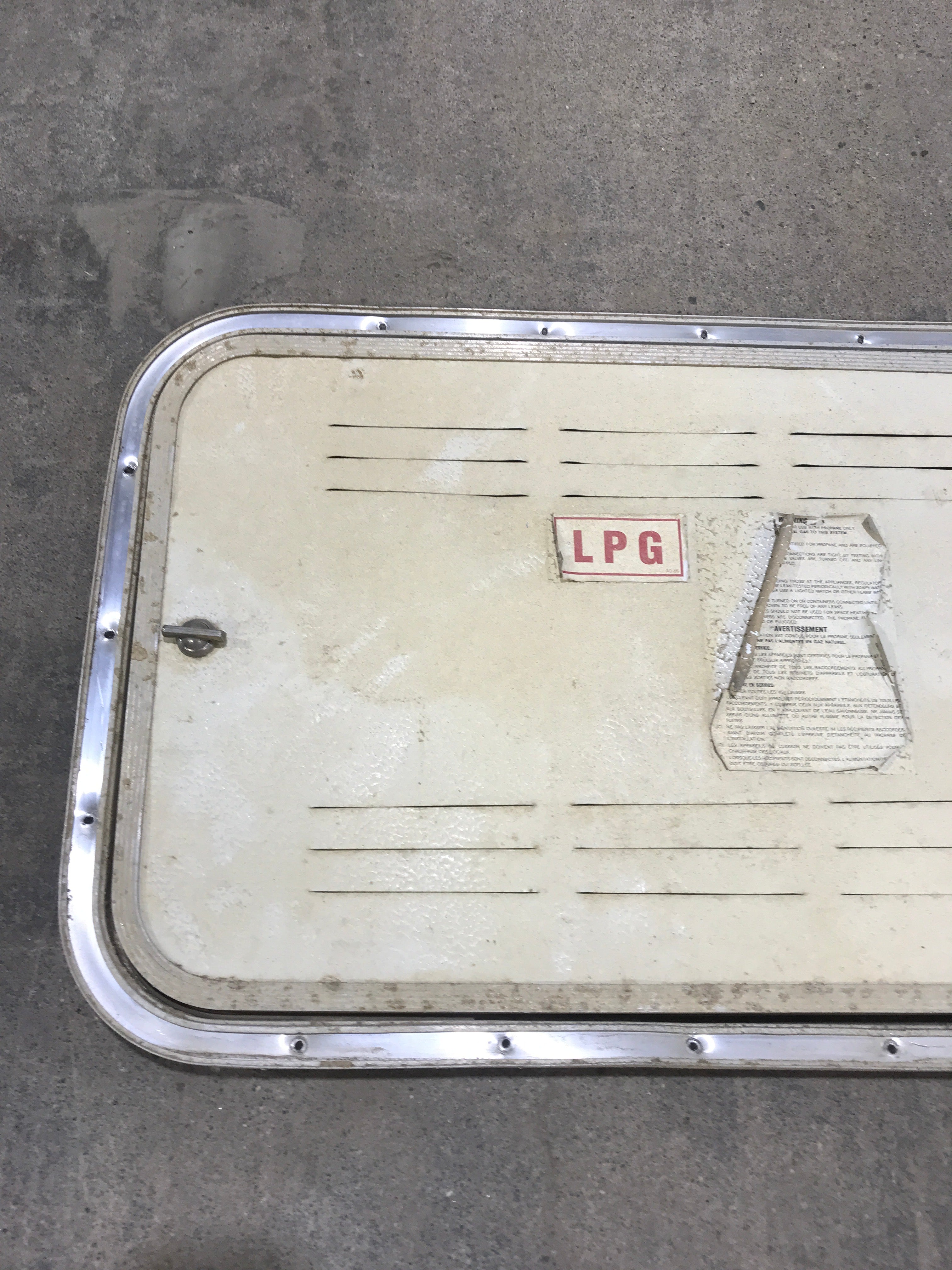 Used Radius Propane Cargo Door 29 3/4" x 15 3/4" X 3/4" D - Young Farts RV Parts
