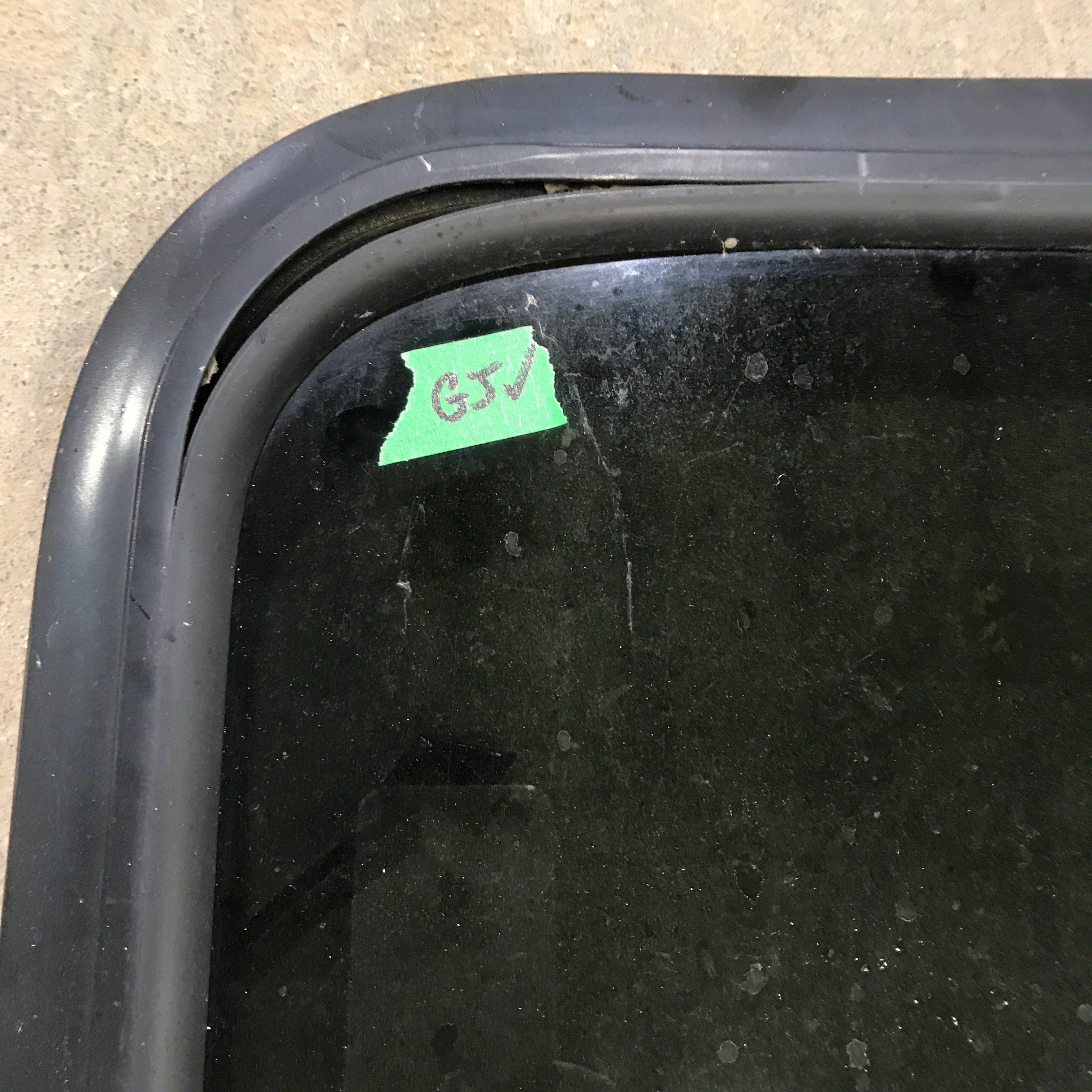 Used Black Radius Opening Window : 21.5" X 17.5" X 1.25" - Young Farts RV Parts