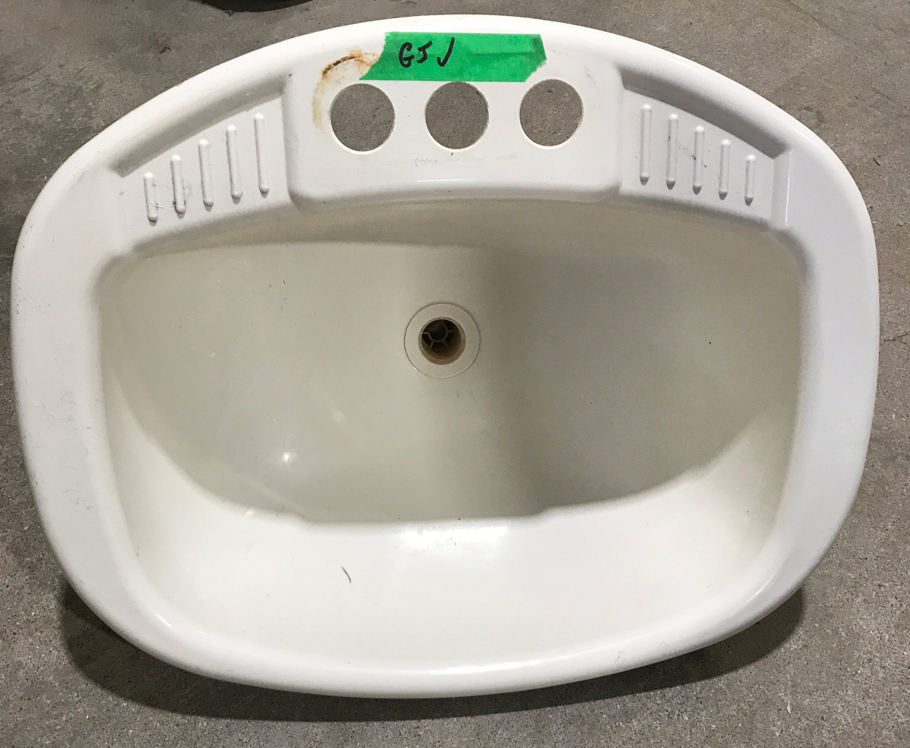 Used Off White Bathroom Sink 20" x 16" x 6 1/2"D - Young Farts RV Parts