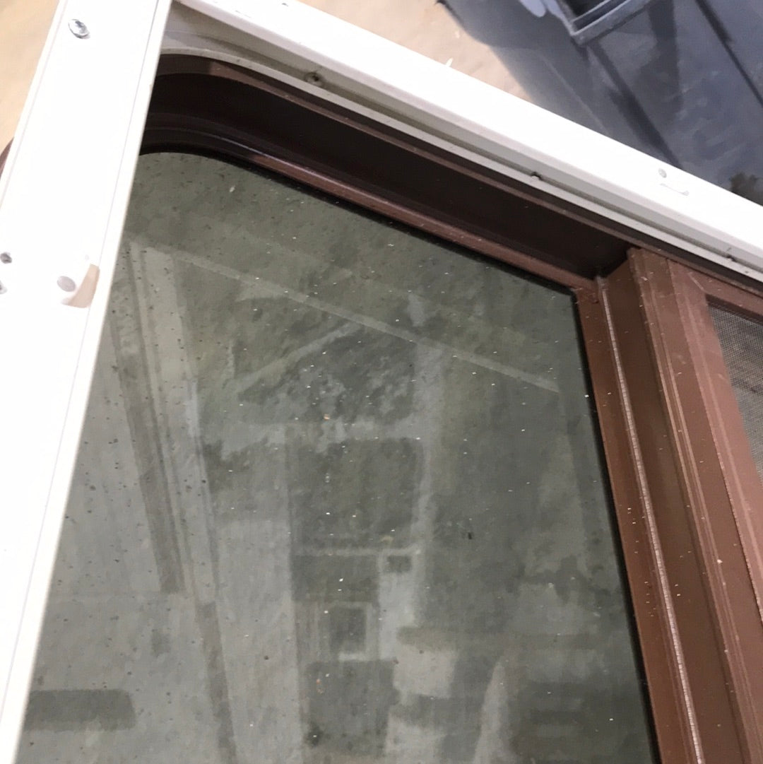 Used Brown Radius Dual Pane-Storm Window : 53 3/8" W x 28 5/8" H x 1 1/2" D - Young Farts RV Parts