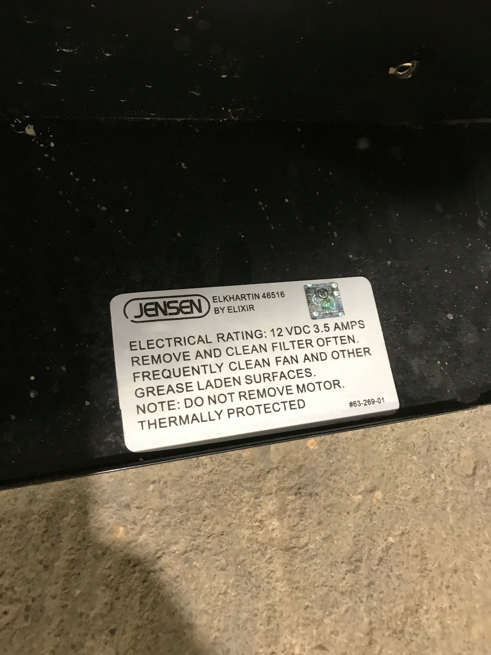 Used Jensen RV Range Hood Fan 63-269-01