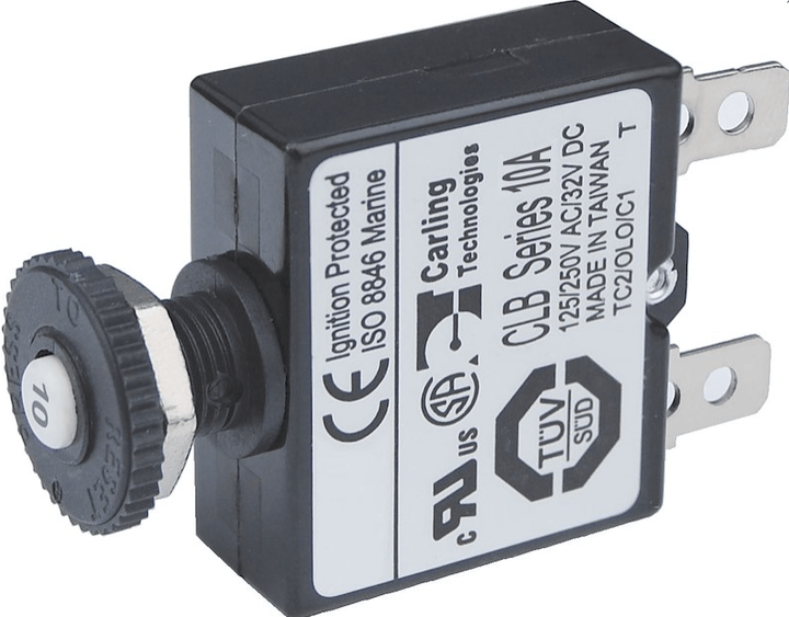 7054 10A Push Button Thermal with Quick Connect Terminals - Young Farts RV Parts