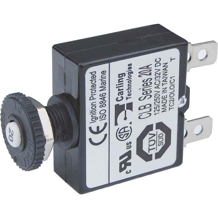 7057 20A Push Button Thermal with Quick Connect Terminals - Young Farts RV Parts