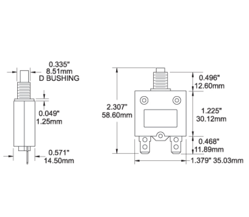 7059 30A Push Button Thermal with Quick Connect Terminals - Young Farts RV Parts
