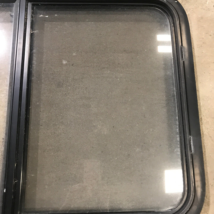 Used Black Radius Opening Window : 23" X 34.5" X 1.875" - Young Farts RV Parts