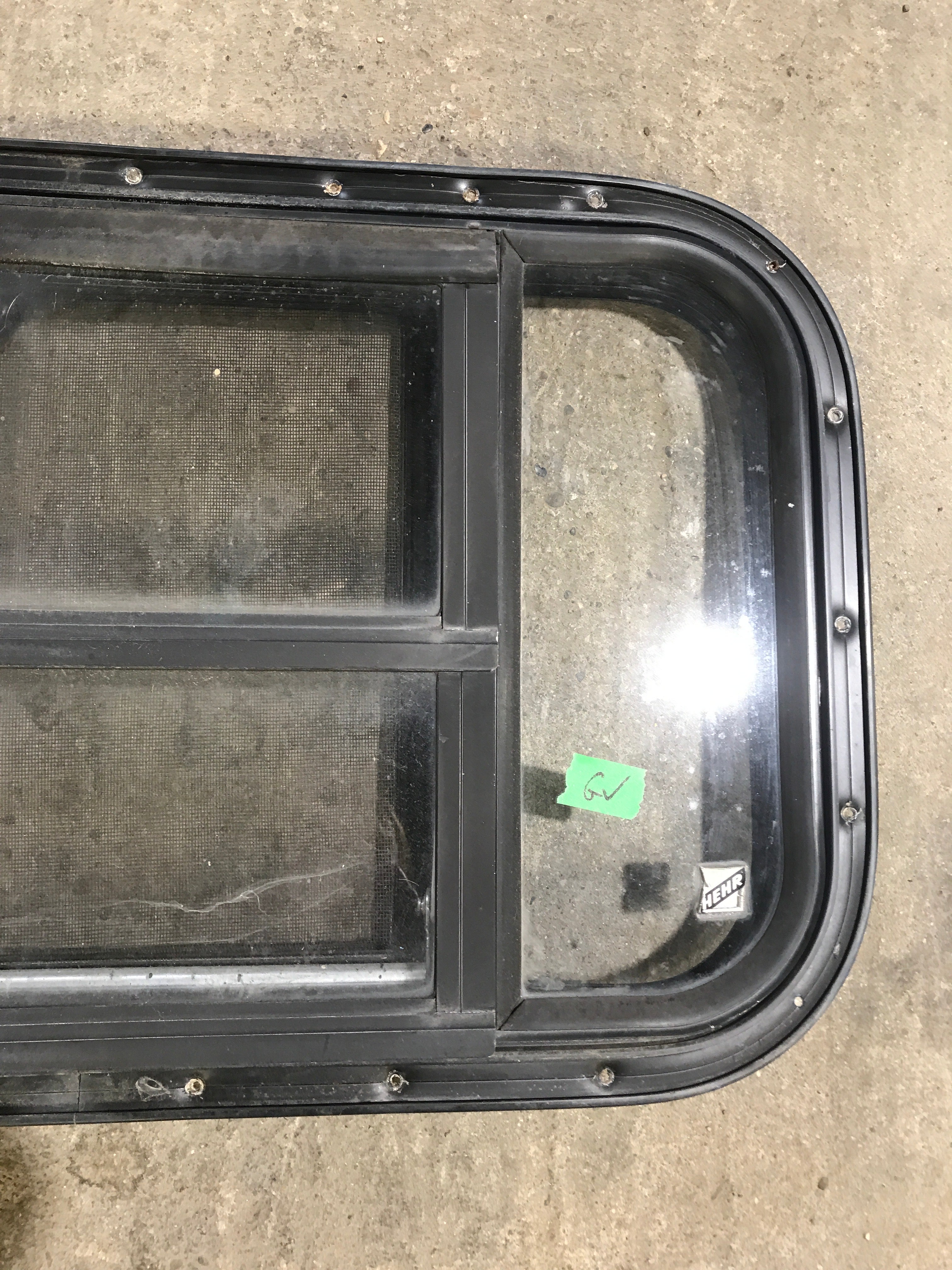 Used Black Radius Opening Window : 24 1/2" W x 16" H x 1 1/2"