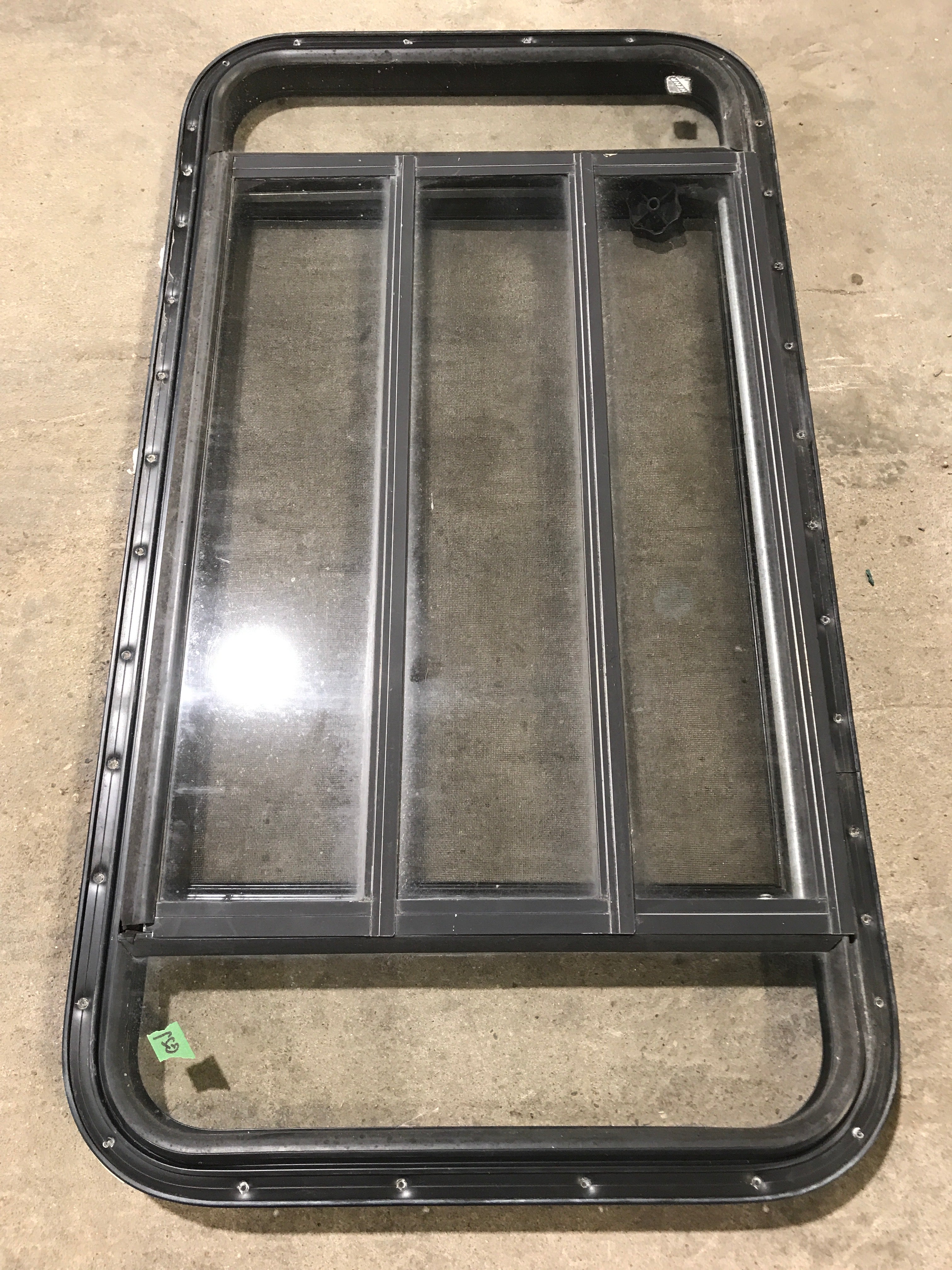 Used Black Radius Opening Window : 42 1/2" W x 22 1/2" H x 1 1/2" D