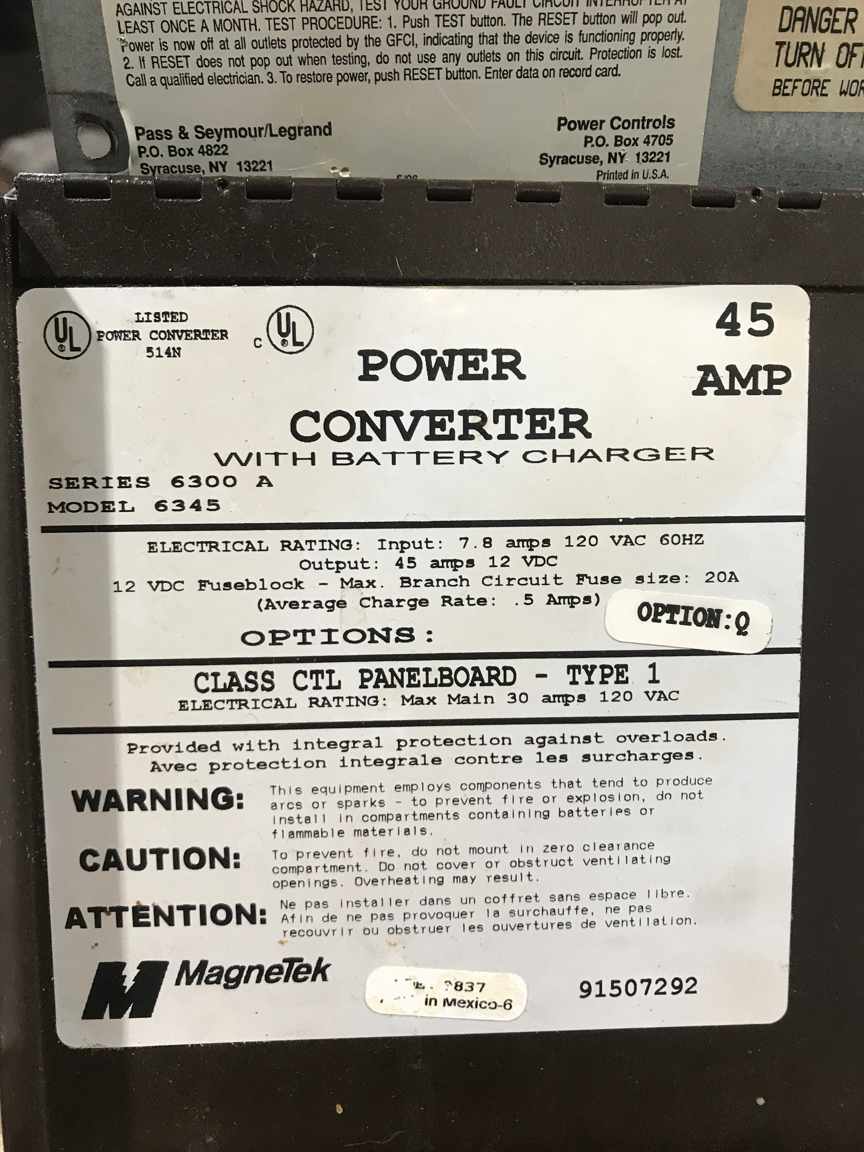 Used MAGNETEK 45 AMP Converter Series 6300 A Model 6345