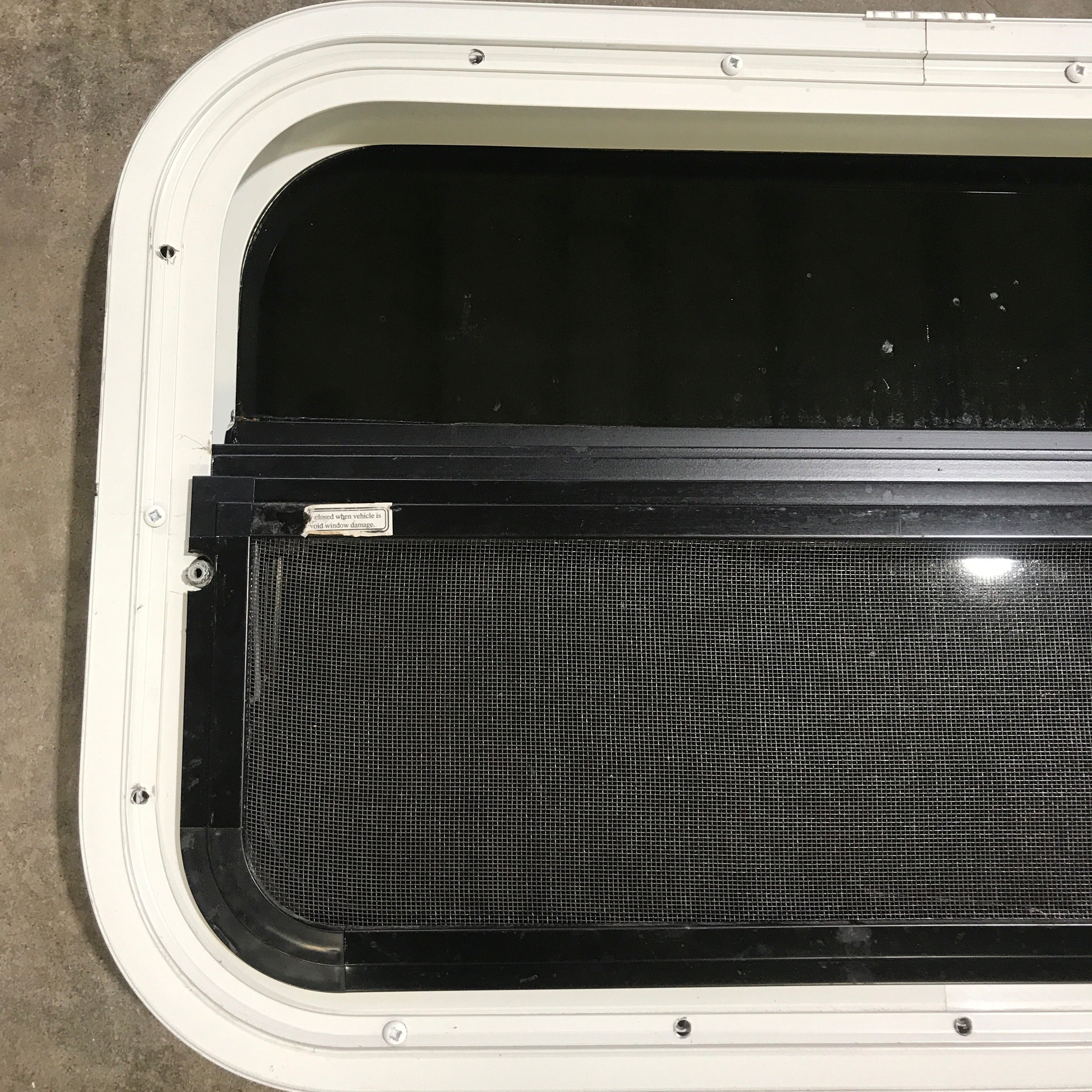 Used White Radius Opening Window : 23.5" X 14.5" X 1.875" - Young Farts RV Parts