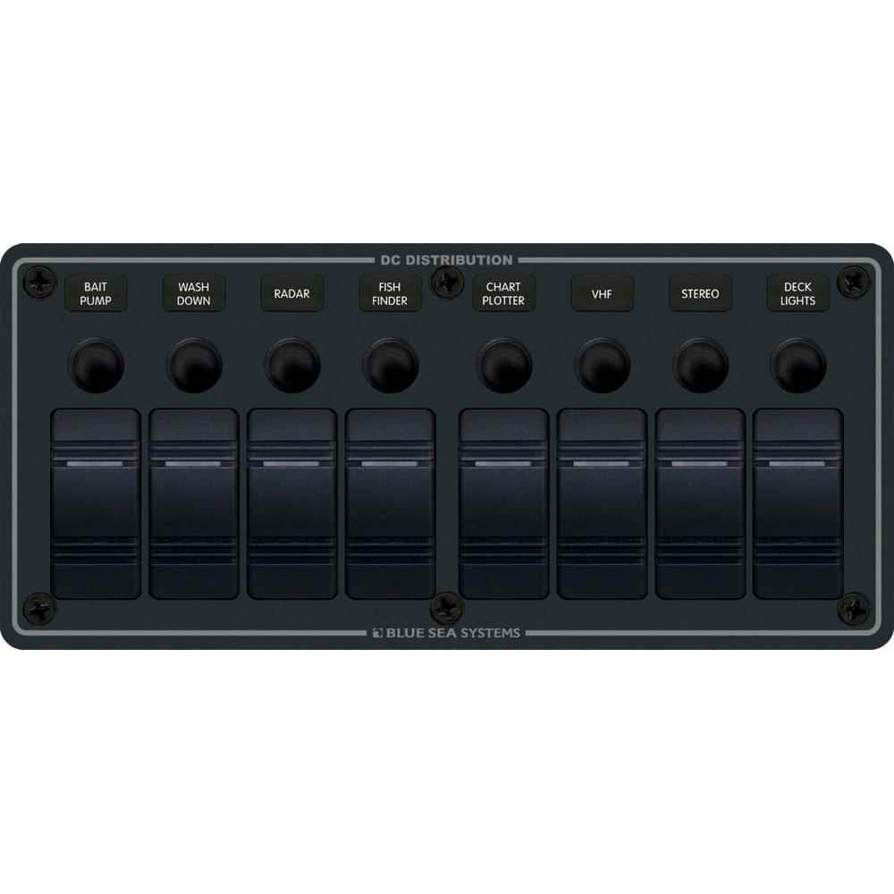 8371 Water Resistant Panel - 8 Position - Black - Horizontal Mount - Young Farts RV Parts