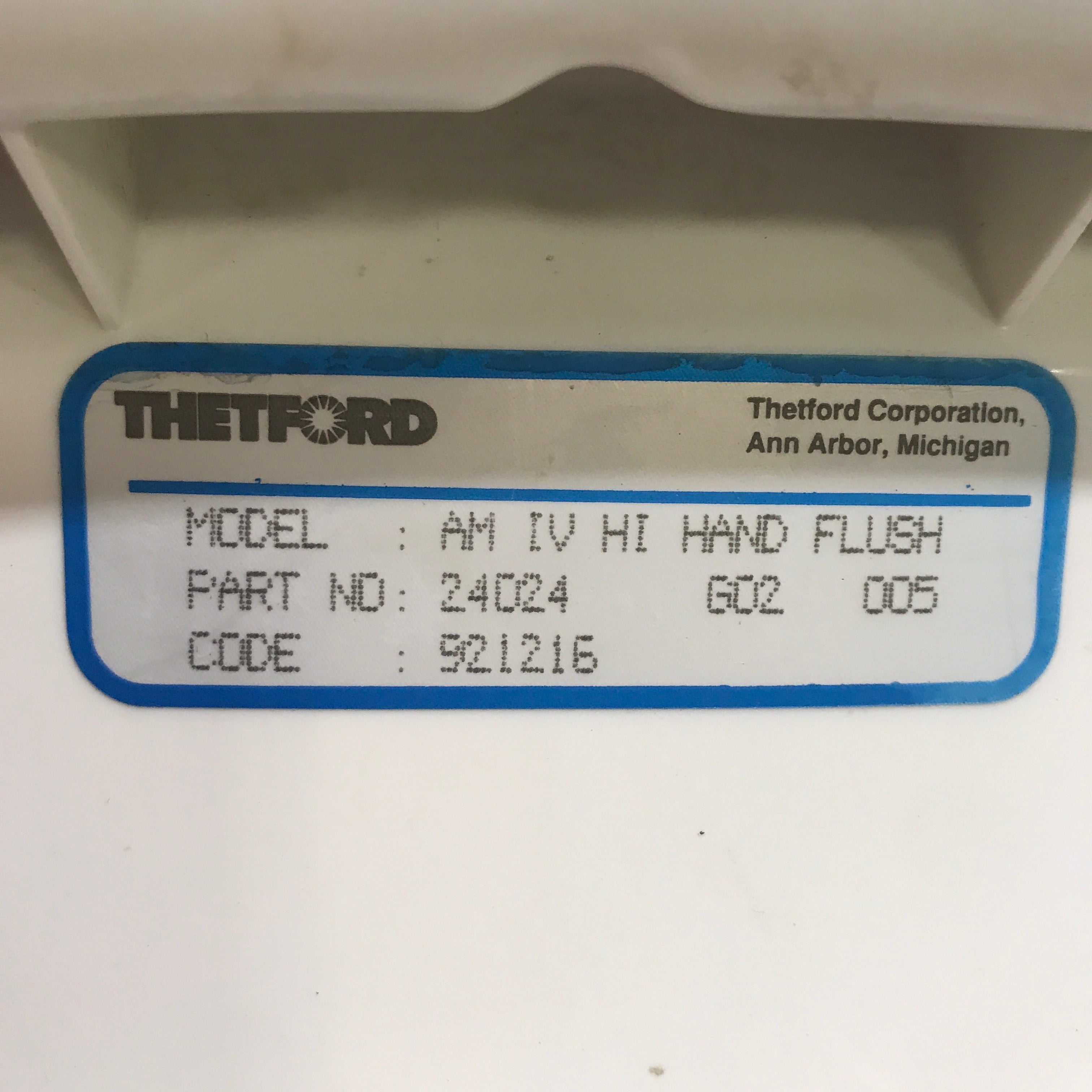 Used Complete Thetford Toilet, Hand Flush, High Profile, Off-White - AQUA MAGIC IV ,  24024 - Young Farts RV Parts