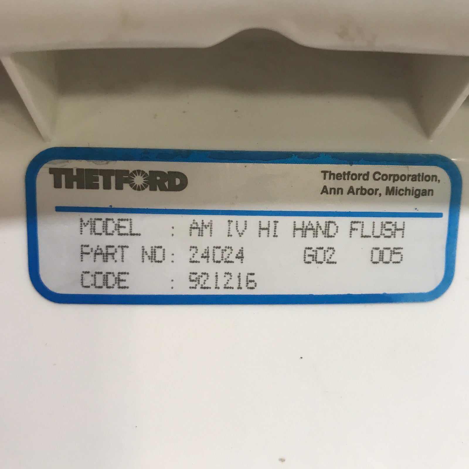 Used Complete Thetford Toilet, Hand Flush, High Profile, Off-White - AQUA MAGIC IV ,  24024 - Young Farts RV Parts