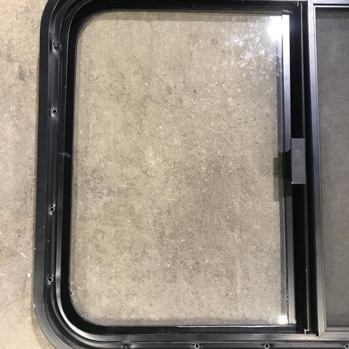 Used Black Radius Opening Window : 29.5" X 21.5" X 2" - Young Farts RV Parts