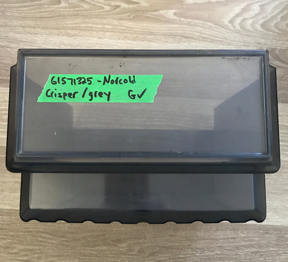 Used Norcold Crisper Bin 61571340 - BLACK/CLEAR
